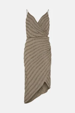 Coast Premium Drape Wrap Embellished Cami Dress -Coast Sales Store bcc02229 khaki xl 3
