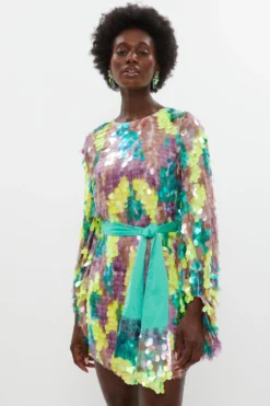 Coast Premium Large Disc Sequin Mini Dress