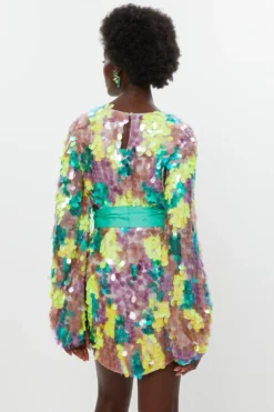 Coast Premium Large Disc Sequin Mini Dress -Coast Sales Store bcc02230 multi xl 2