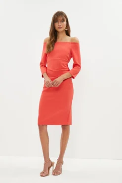 Coast Slash Neck Body Sculpt Midi Dress