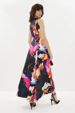 Coast Petite High Low Twill Printed Midi Dress -Coast Sales Store bcc02282 multi xl 2