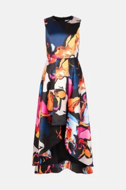 Coast Petite High Low Twill Printed Midi Dress -Coast Sales Store bcc02282 multi xl 3