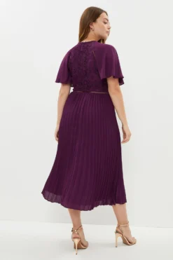 Coast Plus Size Cape Detail Pleat Midi Dress -Coast Sales Store bcc02293 aubergine xl 2