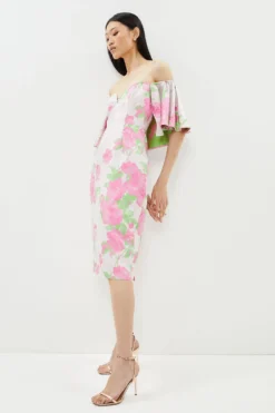 Coast Sweetheart Bardot Jacquard Midi Pencil Dress