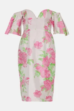 Coast Sweetheart Bardot Jacquard Midi Pencil Dress -Coast Sales Store bcc02340 pink xl 3