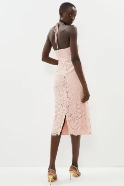 Coast Lace Halter Neck Column Midi Dress -Coast Sales Store bcc02369 blush xl 2