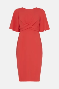 Coast Petite Drape Detail Pencil Dress -Coast Sales Store bcc02430 coral xl 3