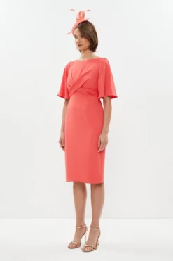 Coast Petite Drape Detail Pencil Dress -Coast Sales Store bcc02430 coral xl 4