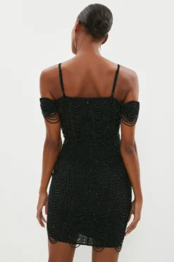 Coast Draped Bead Embellished Pencil Dress -Coast Sales Store bcc02472 black xl 2