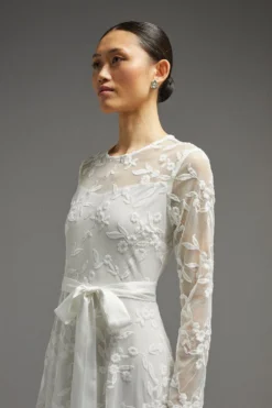 Coast All Over Embroidered Long Sleeve Maxi Dress -Coast Sales Store bcc02522 ivory xl 5