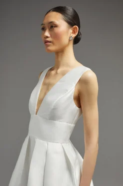 Coast Structured Deep V Full Maxi Dress​ -Coast Sales Store bcc02524 ivory xl 5