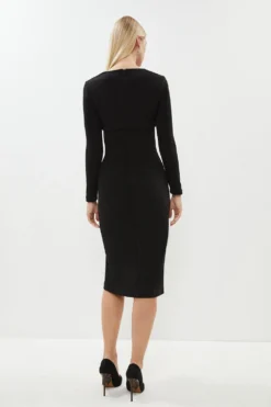 Coast Button Detail Crepe Midi Dress -Coast Sales Store bcc02534 black xl 2