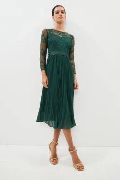 Coast Petite Embroidered Long Sleeve Midi Dress