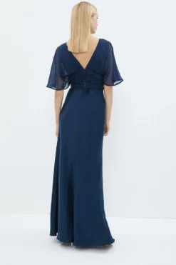 Coast Chiffon Angel Sleeve Satin Maxi Dress -Coast Sales Store bcc02596 navy xl 2