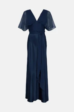 Coast Chiffon Angel Sleeve Satin Maxi Dress -Coast Sales Store bcc02596 navy xl 3