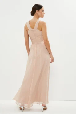 Coast Petite Twist Bardot Chiffon Maxi Dress -Coast Sales Store bcc02606 blush xl 2