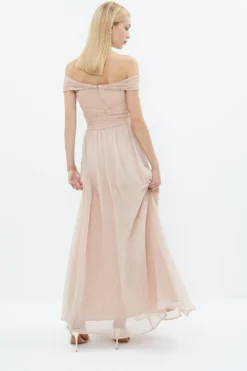 Coast Twist Bardot Crinkle Chiffon Maxi Dress -Coast Sales Store bcc02607 blush xl 2