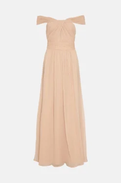 Coast Twist Bardot Crinkle Chiffon Maxi Dress -Coast Sales Store bcc02607 blush xl 3