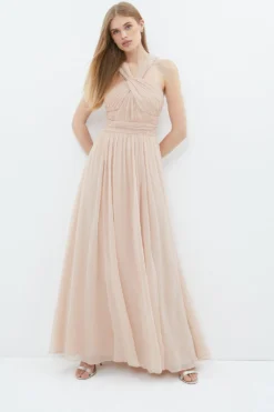Coast Cross Back Crinkle Chiffon Maxi Dress