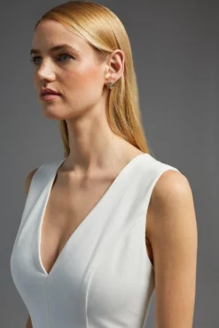 Coast Sleeveless Deep V Maxi Dress With Train -Coast Sales Store bcc02624 ivory xl 5