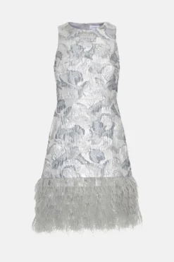 Coast Premium Jacqard Feather Trim Mini Dress -Coast Sales Store bcc02649 silver xl 3