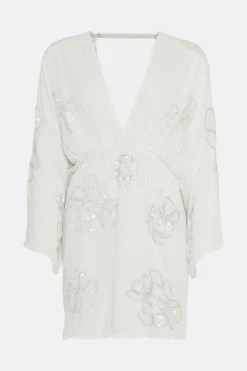 Coast Premium Embellished Flare ​Sleeve Mini Dress -Coast Sales Store bcc02652 ivory xl 3
