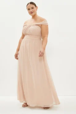 Coast Plus Size Twist Bardot Chiffon Maxi Dress