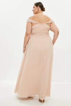 Coast Plus Size Twist Bardot Chiffon Maxi Dress -Coast Sales Store bcc02671 blush xl 2