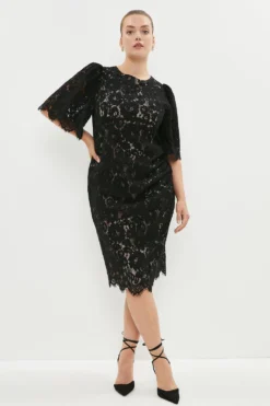 Coast Plus Size Lace Flare Sleeve Pencil Dress