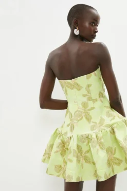 Coast Jacquard Bandeau Full Skirt Mini Dress -Coast Sales Store bcc02722 lime xl 2
