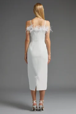 Coast Premium Feather Trim Bardot Midi Dress -Coast Sales Store bcc02743 ivory xl 2 scaled