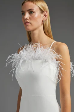 Coast Premium Feather Trim Bardot Midi Dress -Coast Sales Store bcc02743 ivory xl 5 scaled