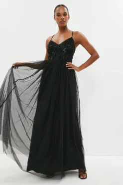 Coast Embellished Bodice Cami Tulle Maxi Dress