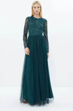 Coast Embellished Bodice Long Sleeve Maxi Dress