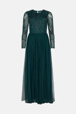 Coast Embellished Bodice Long Sleeve Maxi Dress -Coast Sales Store bcc02749 forest xl 3