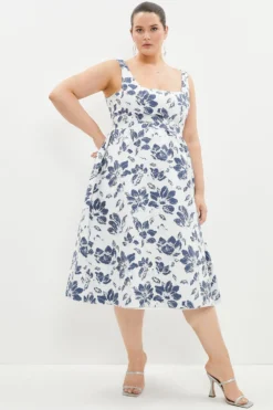 Coast Plus Size Premium Jacquard Corset Midi Dress​