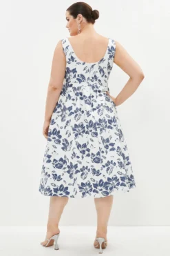 Coast Plus Size Premium Jacquard Corset Midi Dress​ -Coast Sales Store bcc02809 blue xl 2
