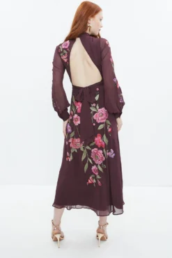 Coast Alexandra Gallagher Floral Embroidered Midi Dress 6 Coast Alexandra Gallagher Floral Embroidered Midi Dress -Coast Sales Store bcc02861 merlot xl 2