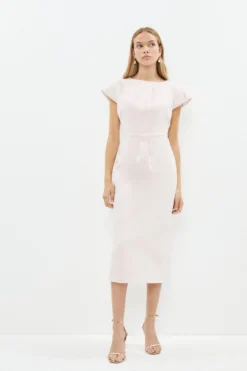 Coast Premium Pleat Detail Cap Sleeve Pencil Dress