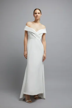 Coast Bardot Cross Front Puddle Hem Maxi Dress