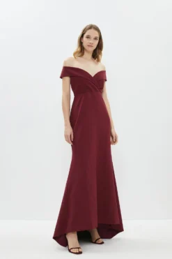 Coast Bardot Cross Front Puddle Hem Maxi Dress