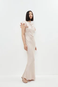 Coast Cowl Neck Angel Sleeve Satin Maxi Dress