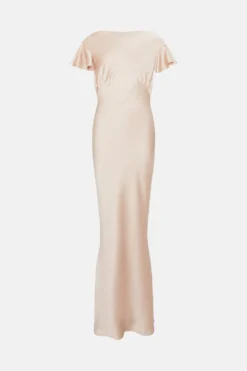 Coast Cowl Neck Angel Sleeve Satin Maxi Dress -Coast Sales Store bcc02897 blush xl 3