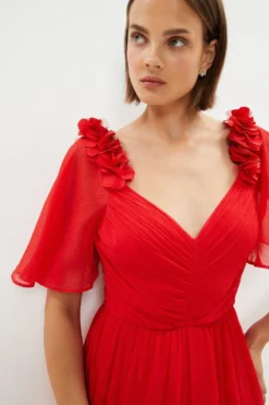 Coast 3d Floral Angel Sleeve Chiffon Maxi Dress 5 Coast 3d Floral Angel Sleeve Chiffon Maxi Dress -Coast Sales Store bcc02928 red xl 1