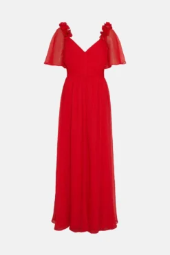 Coast 3d Floral Angel Sleeve Chiffon Maxi Dress 7 Coast 3d Floral Angel Sleeve Chiffon Maxi Dress -Coast Sales Store bcc02928 red xl 3