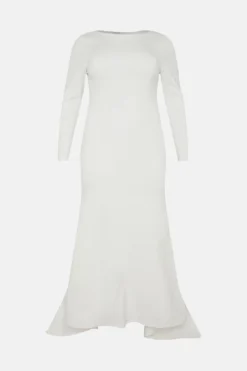 Coast Plus Size V Back Long Sleeve Maxi Dress -Coast Sales Store bcc02939 ivory xl 3