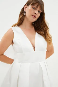 Coast Plus Size Structured Deep V Full Maxi Dress​ -Coast Sales Store bcc02940 ivory xl 1