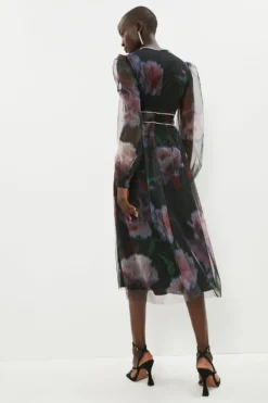 Coast Diamante Detail Printed Mesh Dress -Coast Sales Store bcc02945 black xl 2