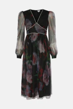 Coast Diamante Detail Printed Mesh Dress -Coast Sales Store bcc02945 black xl 3