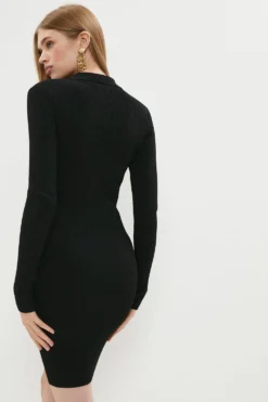 Coast Collared Knitted Mini Dress -Coast Sales Store bcc03004 black xl 2